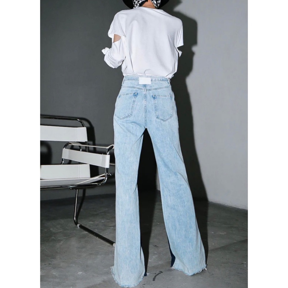 (NWT) CÉDELAR • Reyi Two-Tone Colorblock High Waisted Flare Jeans, S - Picture 15 of 16